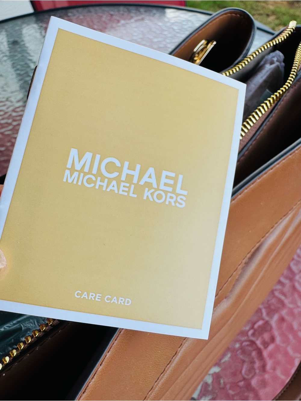 Michael Kors Brown Leather Shoulder Bag with Gold Accents